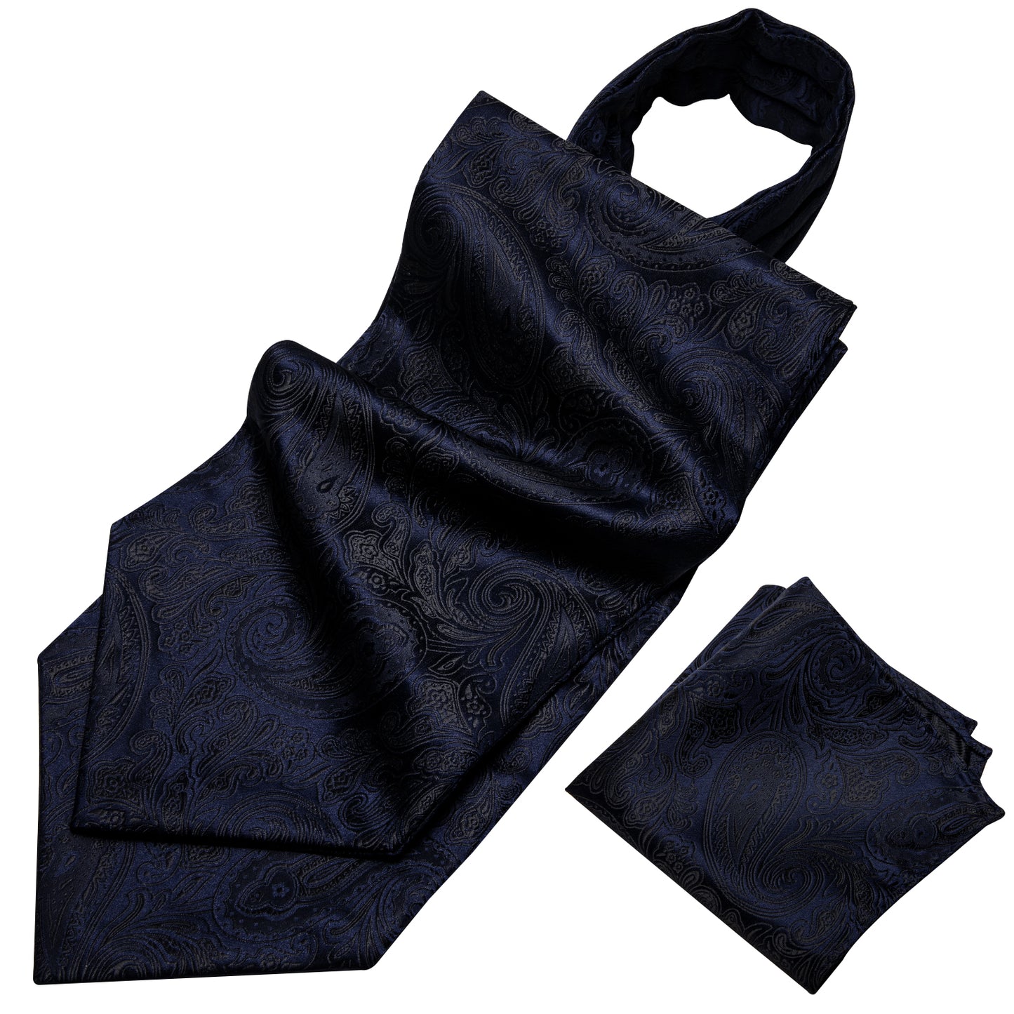 Victorian Ascot Silky Floral Day Cravat Set [Night P-Damask]
