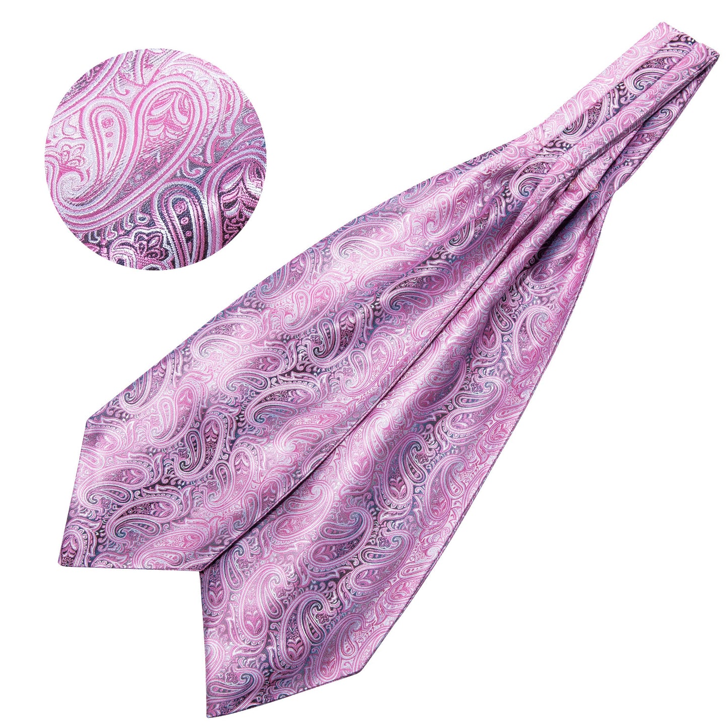 Victorian Ascot Silky Floral Day Cravat Set [Violet Paisley]