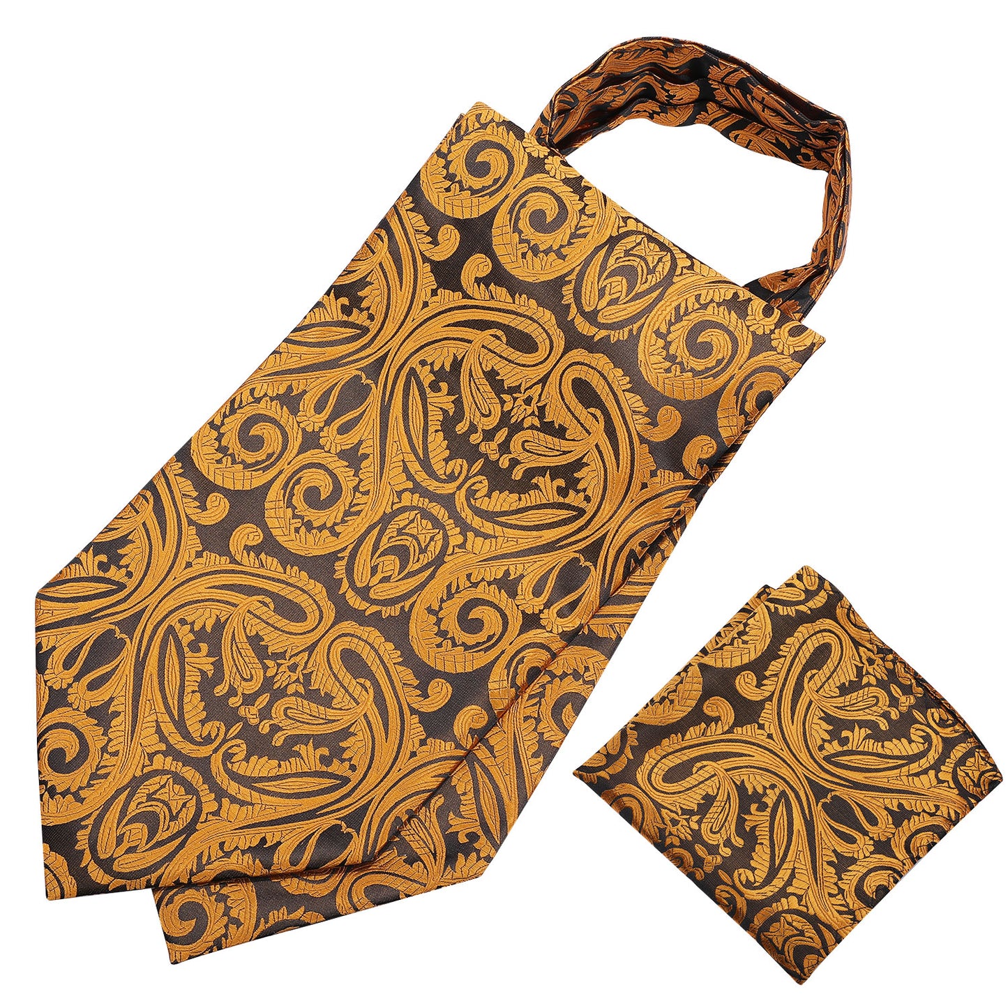 Victorian Ascot Silky Floral Day Cravat Set [Bronze Damask]