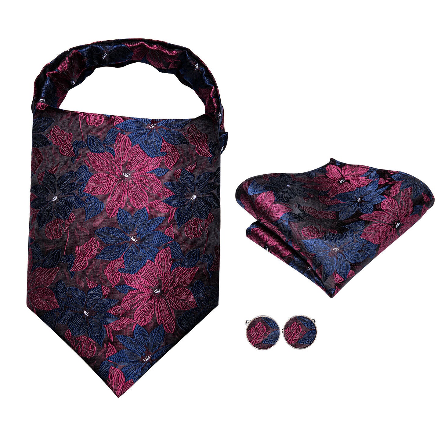 Victorian Ascot Silky Floral Day Cravat Set [Purple Grdn]