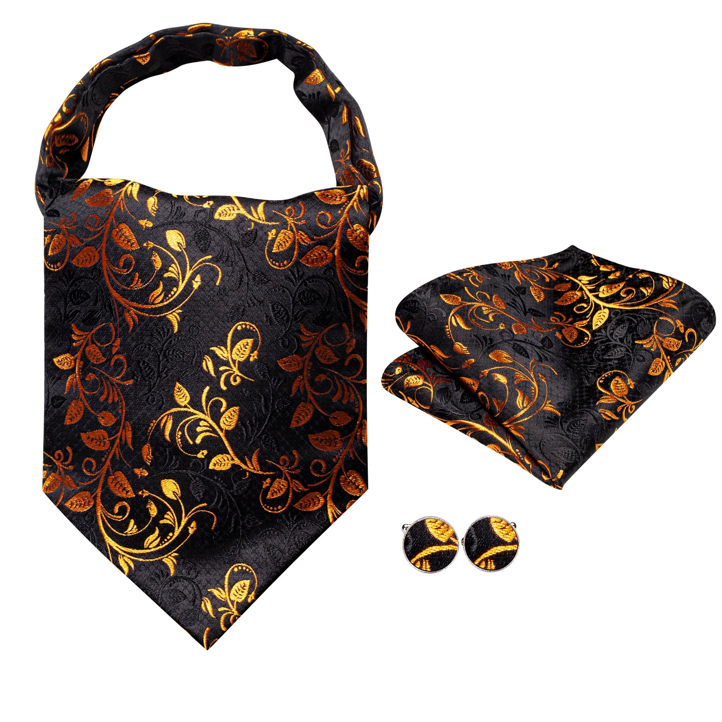 Victorian Ascot Silky Floral Day Cravat Set [Gardn Goldn]