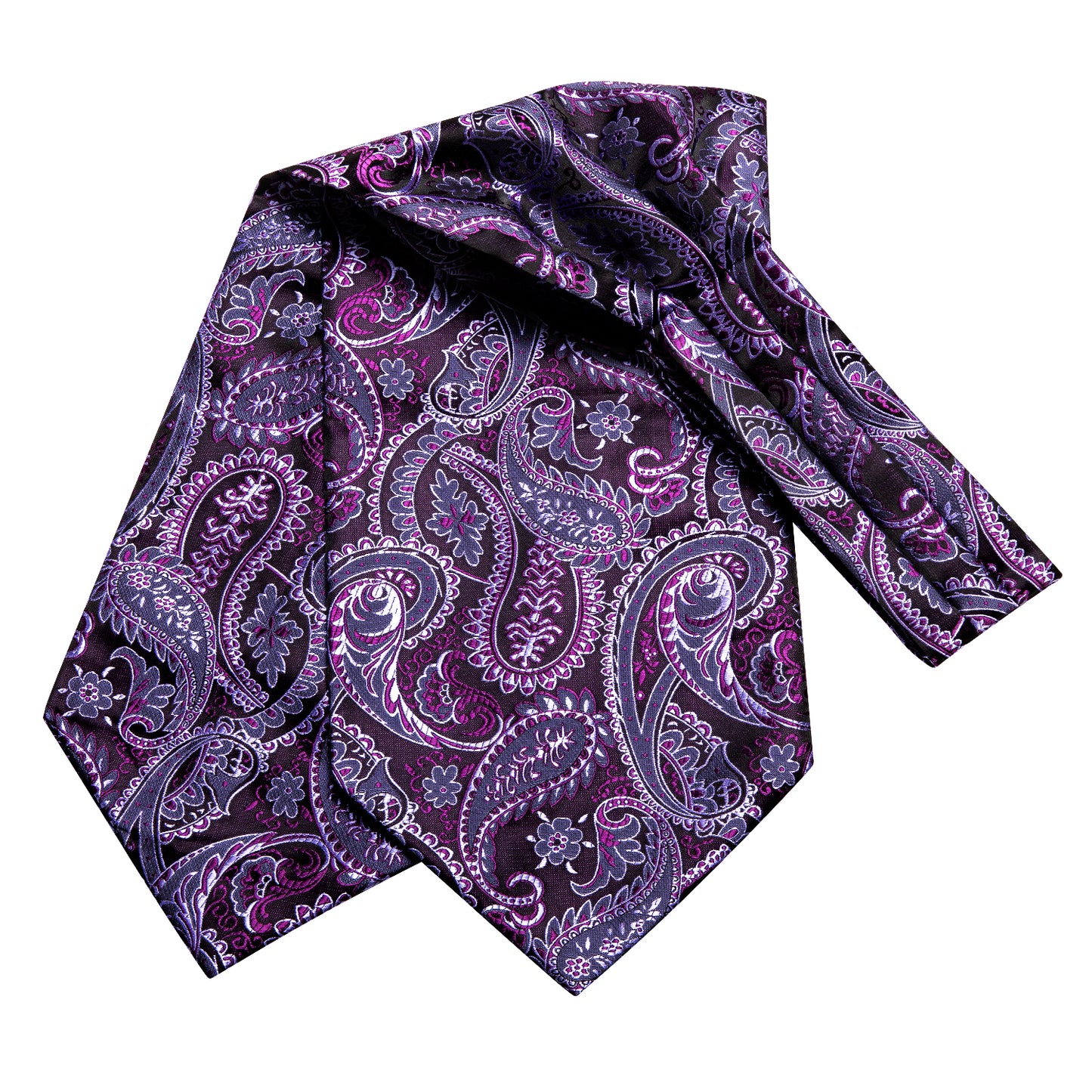 Victorian Ascot Silky Floral Day Cravat Set [Paisley Purple]