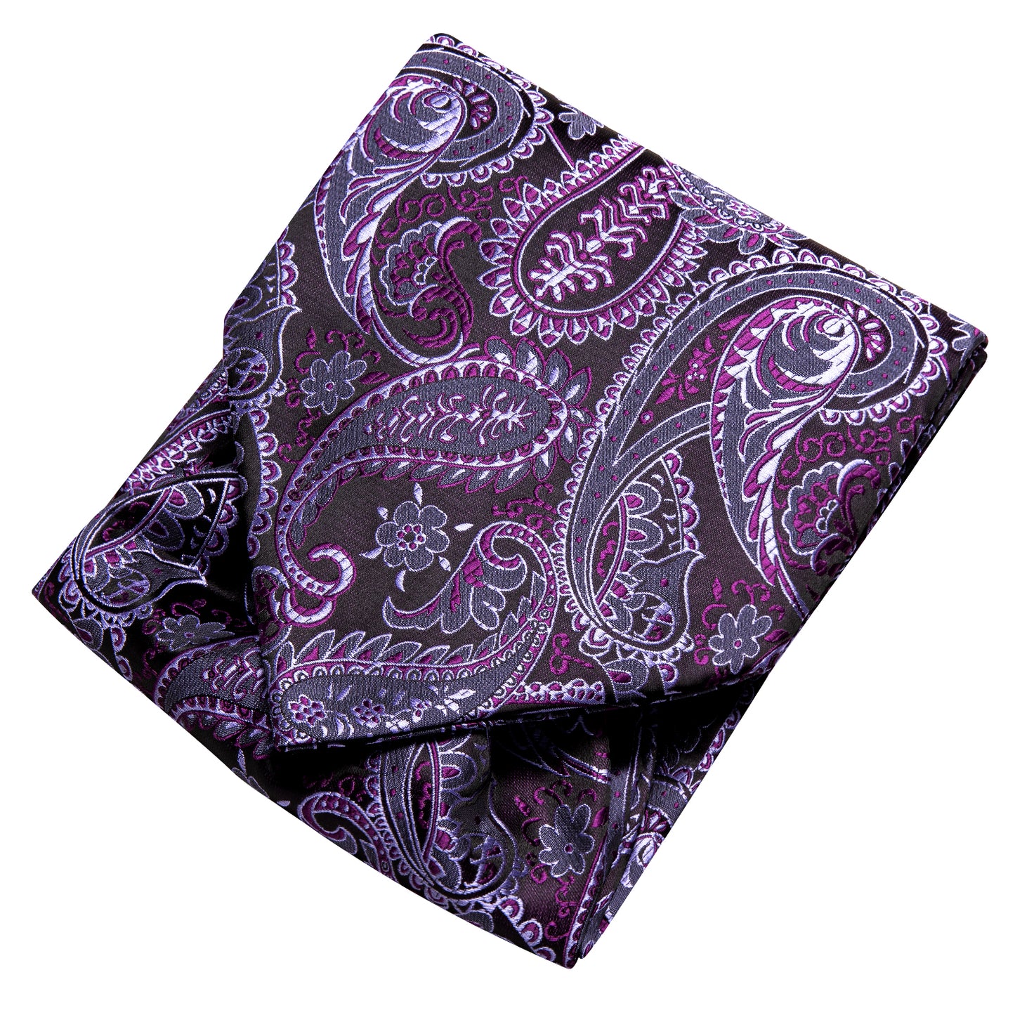 Victorian Ascot Silky Floral Day Cravat Set [Paisley Purple]