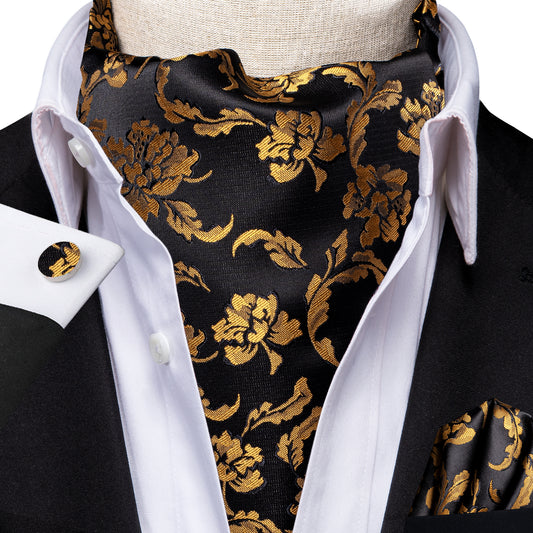 Victorian Ascot Silky Floral Day Cravat Set [Goldy Garden]