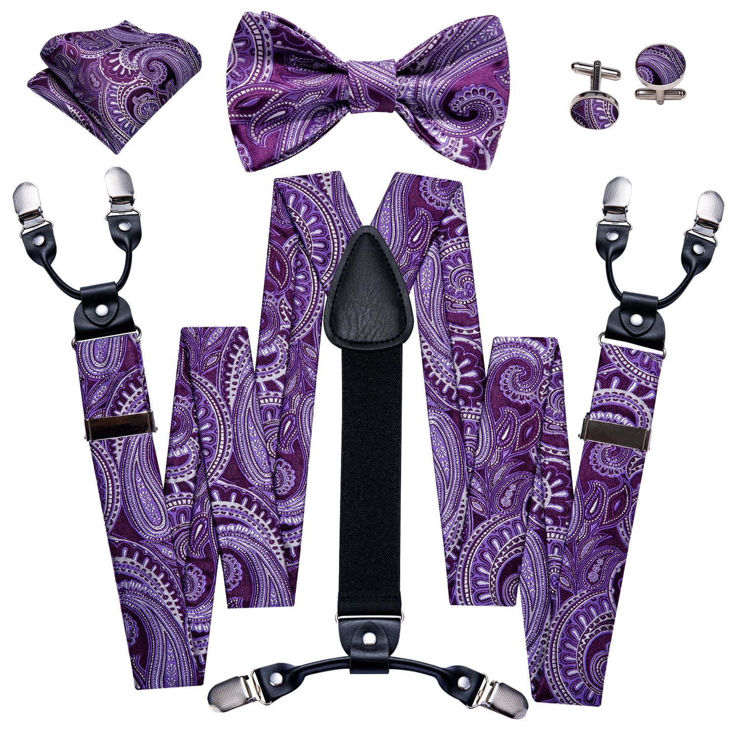 BD2010 Men's Braces Designer Clip Suspender Set [Violet Floral]