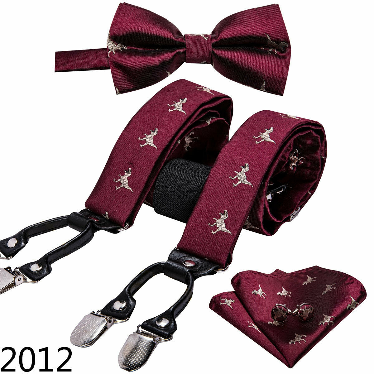 BD2012 Men's Braces Designer Clip Suspender Set [Red Rex]