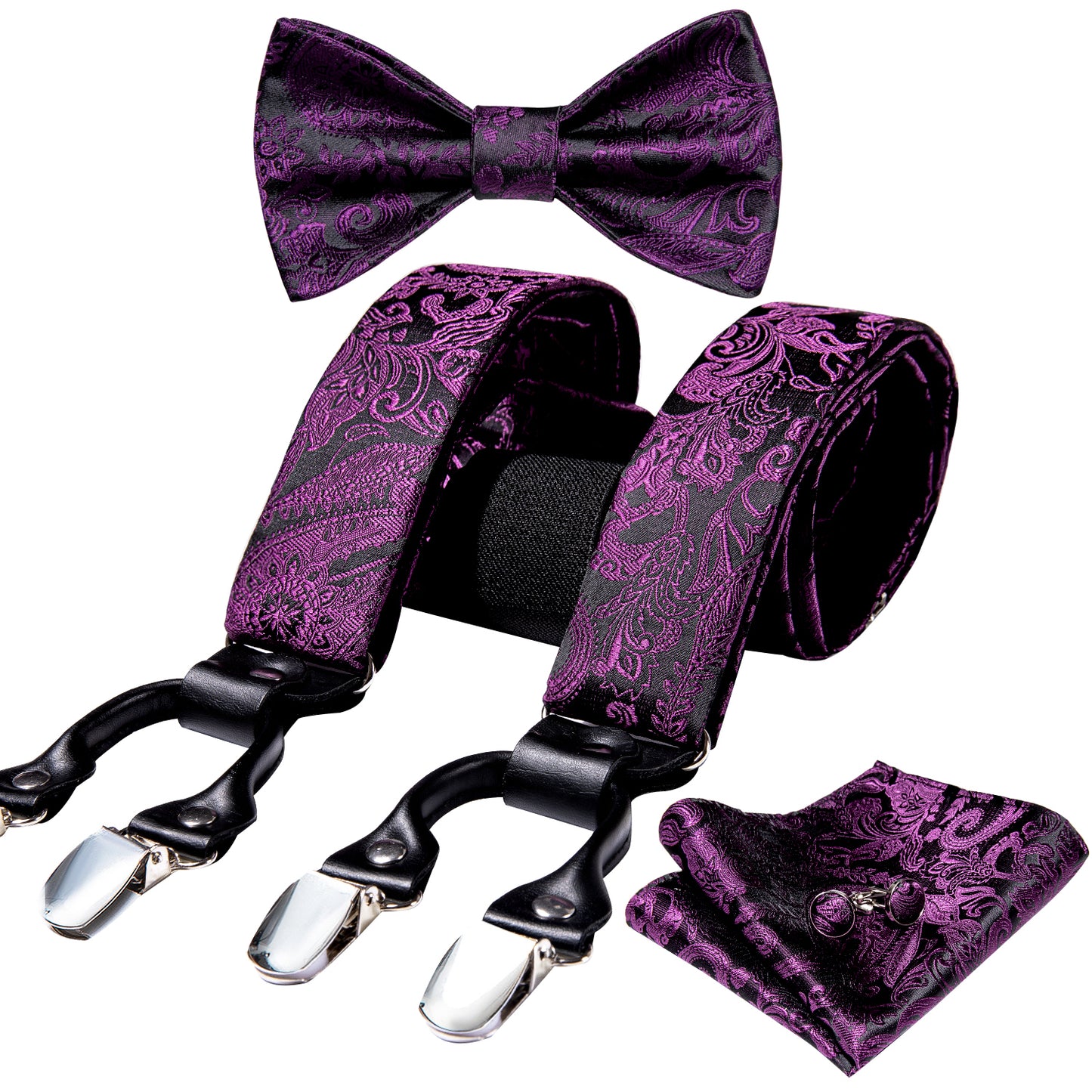 BD2023 Men's Braces Designer Clip Suspender Set [Purple Paisley]