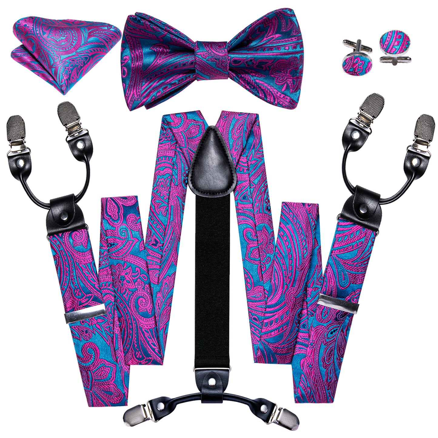BD2026 Men's Braces Designer Clip Suspender Set [Violet Neon]