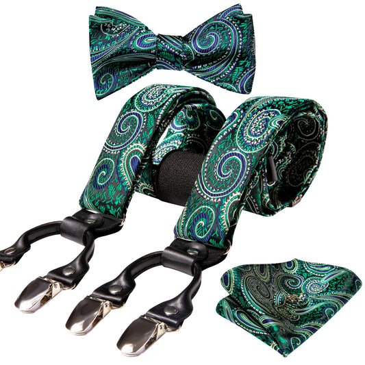 BD2031 Men's Braces Designer Clip Suspender Set [Teal Swirls]