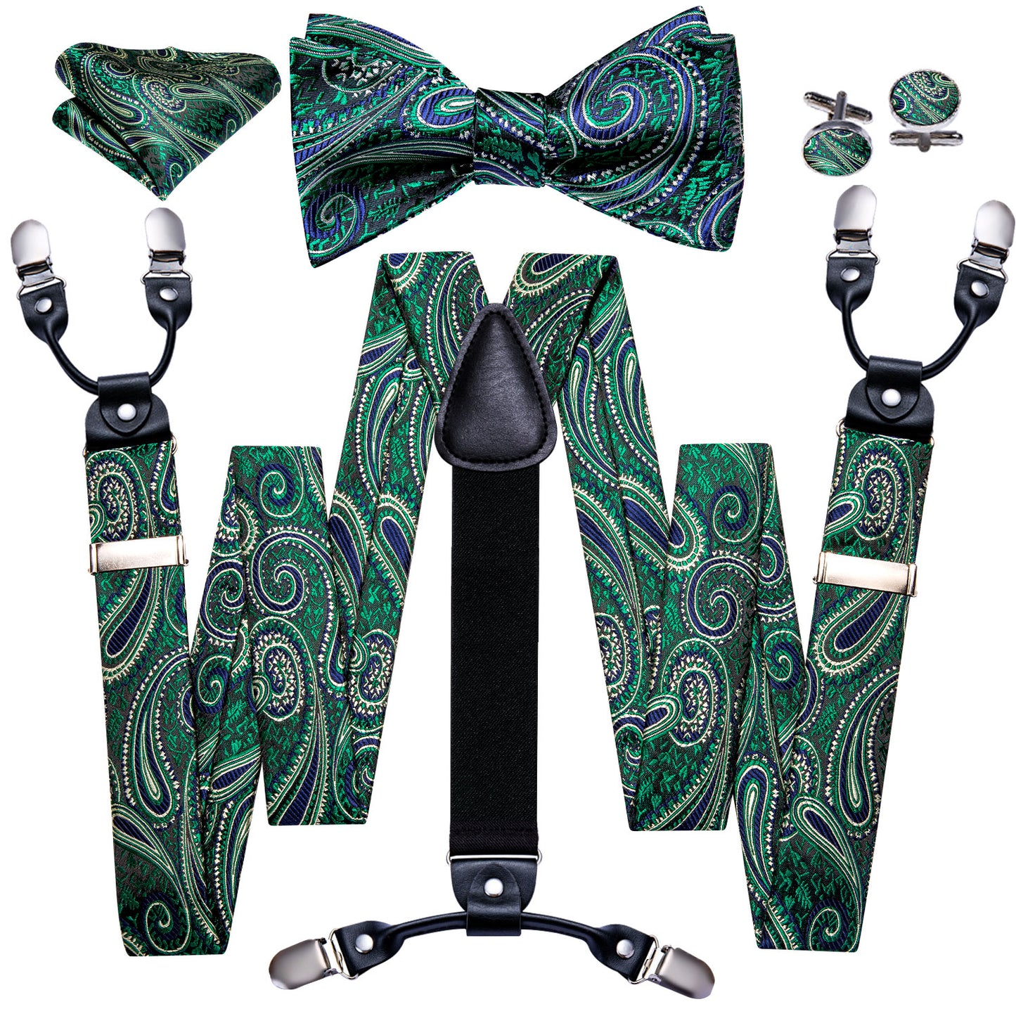 BD2031 Men's Braces Designer Clip Suspender Set [Teal Swirls]