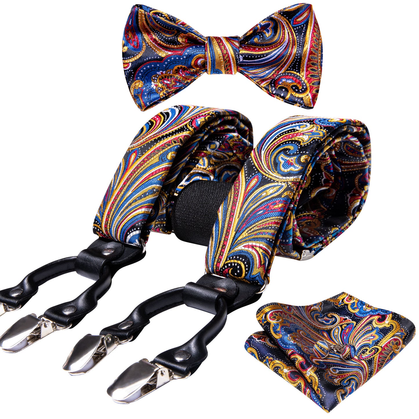 BD2032 Men's Braces Designer Clip Suspender Set [Rainbow Neon]