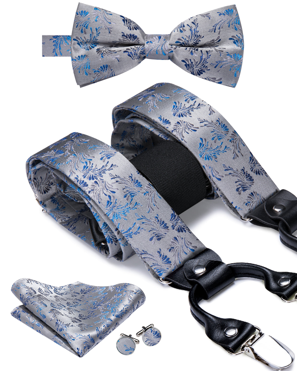 BD3002 Men's Braces Designer Clip Suspender Set [Iron Lake]