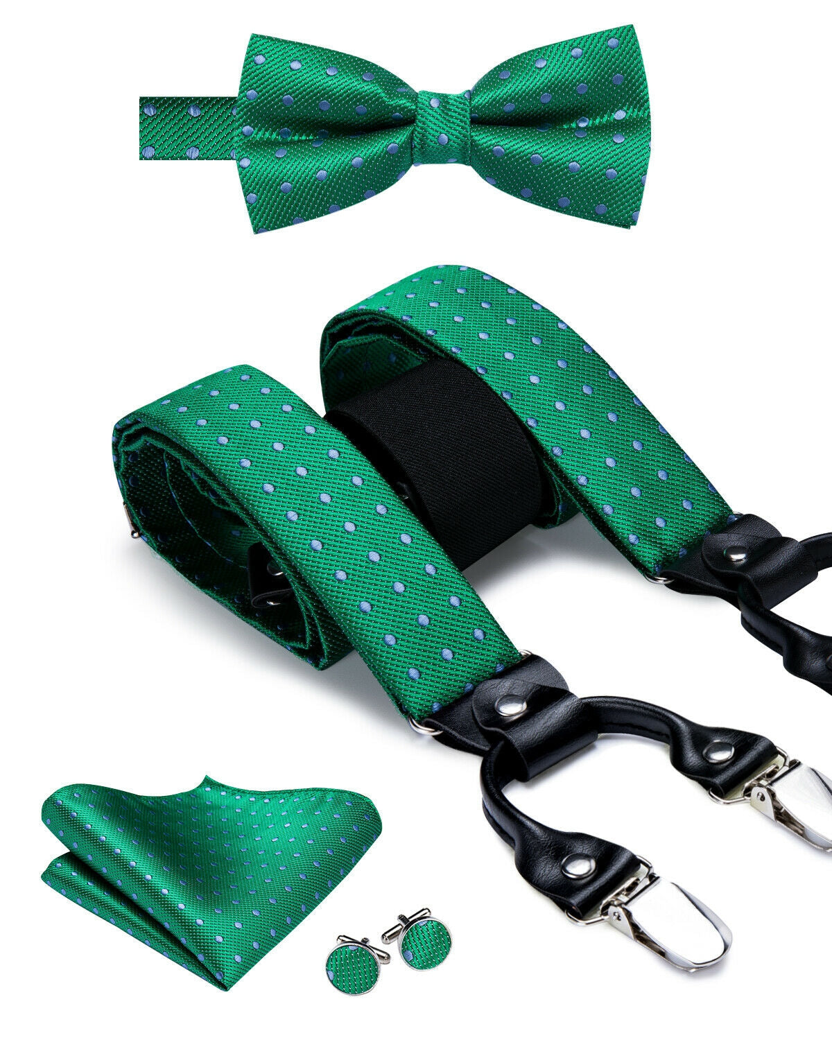 BD3009 Men's Braces Designer Clip Suspender Set [Green Dots]