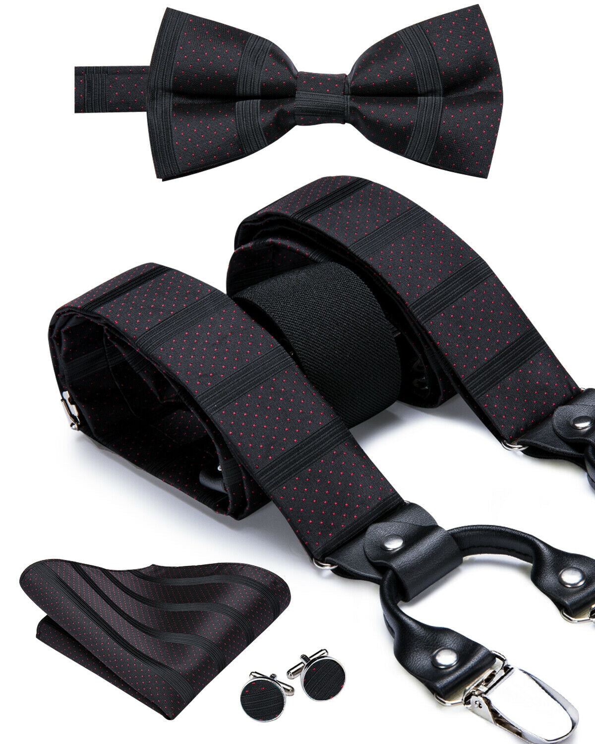 BD3010 Men's Braces Designer Clip Suspender Set [Black Dots]