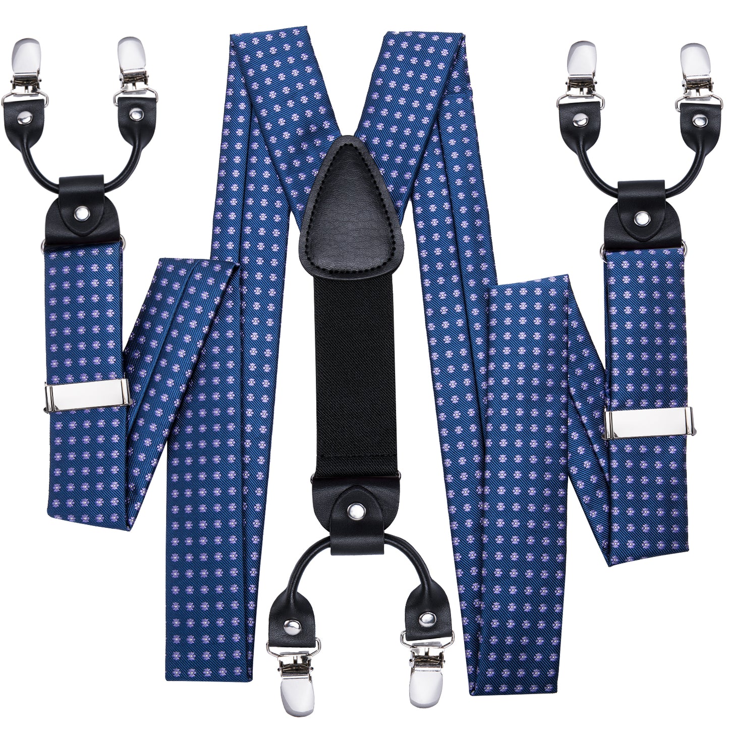 BD3011 Men's Braces Designer Clip Suspender Set [Blue Polka]