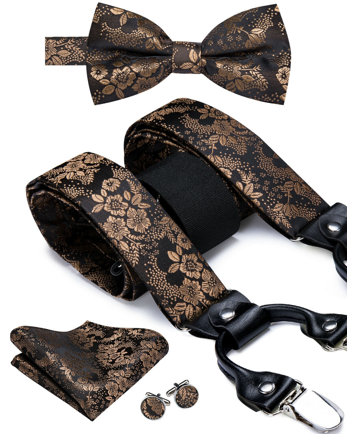 BD3012 Men's Braces Designer Clip Suspender Set [Bronze Damask]