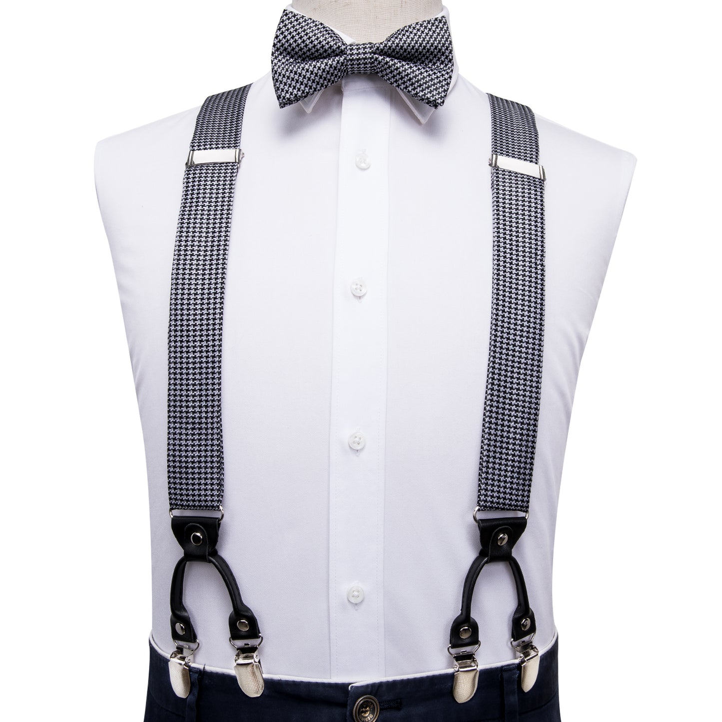 BD3013 Men's Braces Designer Clip Suspender Set [Houndstooth]