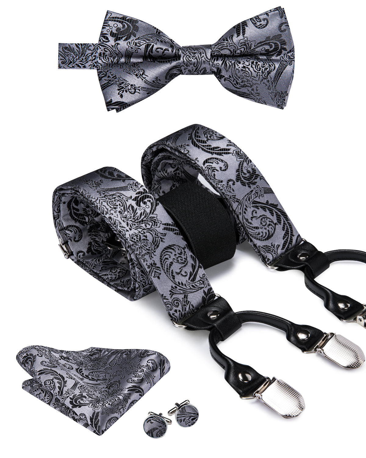 BD3014 Men's Braces Designer Clip Suspender Set [Steel Feather]