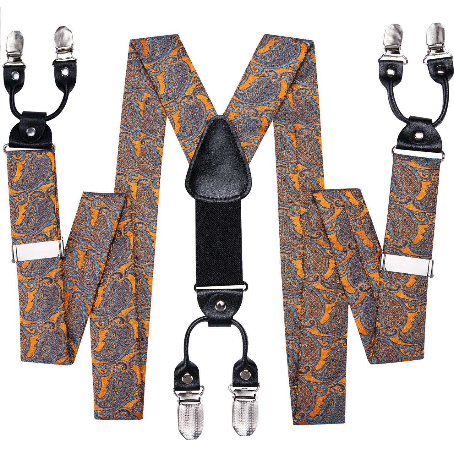 BD3016 Men's Braces Designer Clip Suspender Set [Gold Feather]