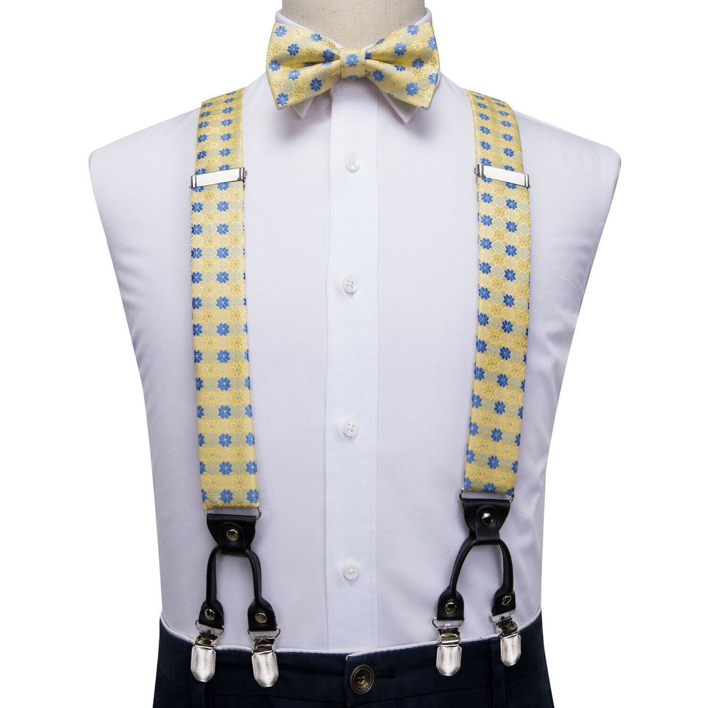 BD3020 Men's Braces Designer Clip Suspender Set [Blue Yolk]