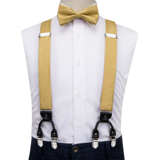 BD3026 Men's Braces Designer Clip Suspender Set [Gold Nylon]