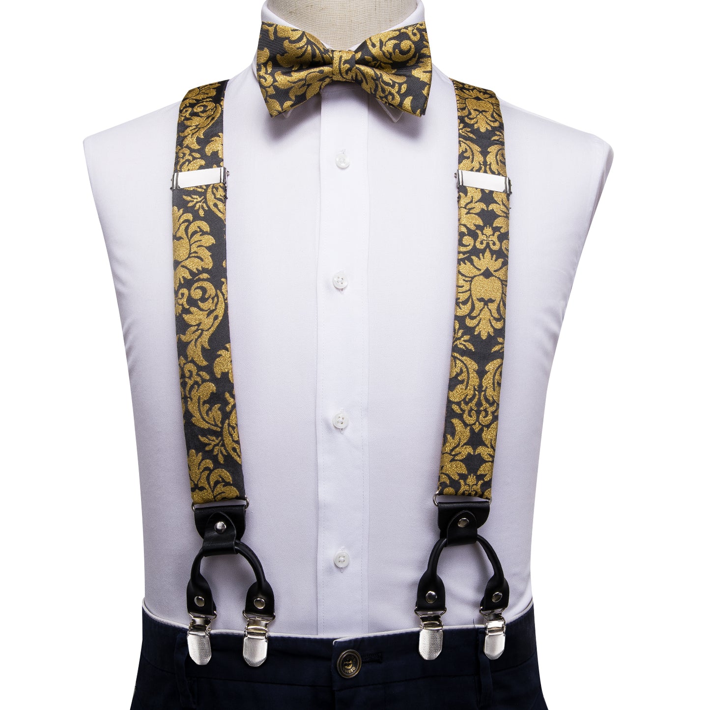 BD3027 Men's Braces Designer Clip Suspender Set [Gold Damask]