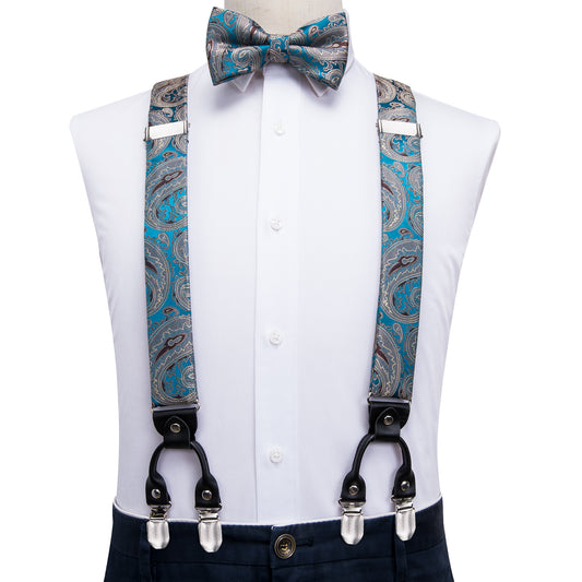 BD3029 Men's Braces Designer Clip Suspender Set [Mint Paisley]