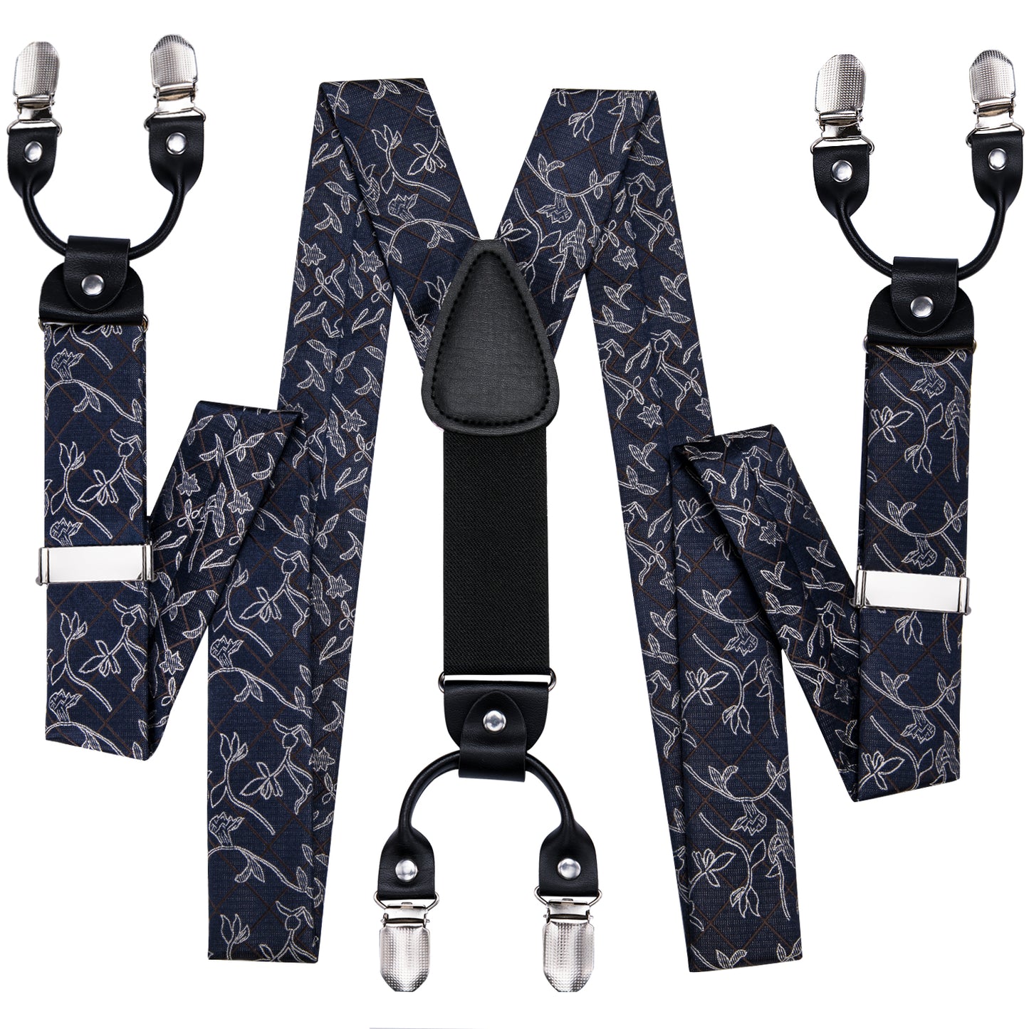 BD3031 Men's Braces Designer Clip Suspender Set [Plant Grid]