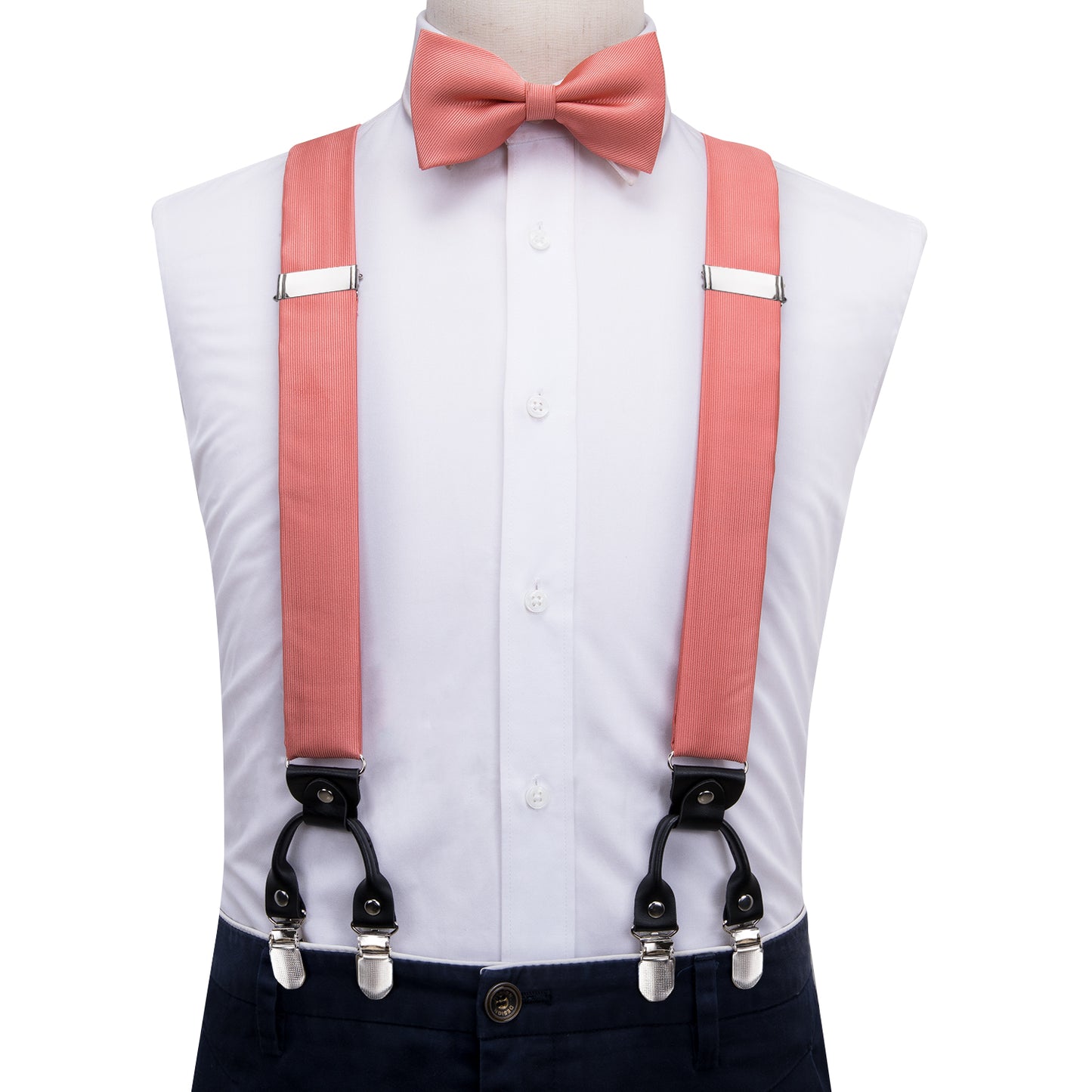 BD3032 Men's Braces Designer Clip Suspender Set [Salmon Silk]