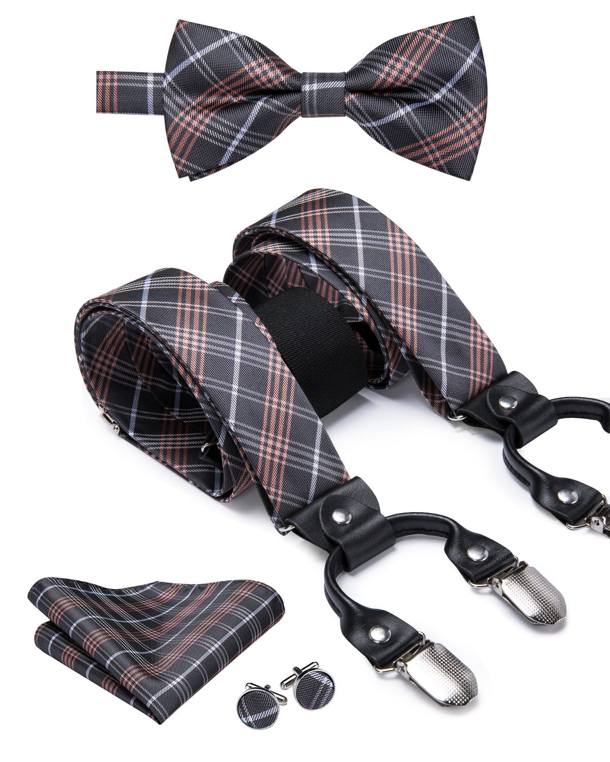 BD3033 Men's Braces Designer Clip Suspender Set [Dirt Plaid]