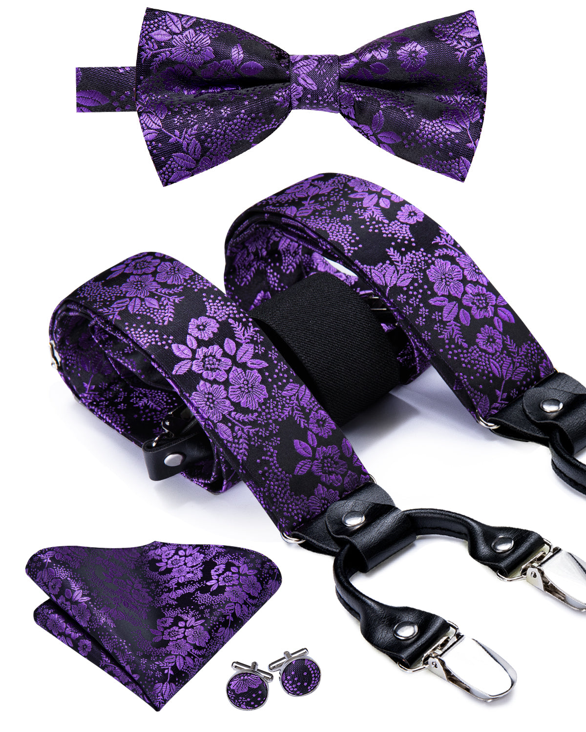 BD3036 Men's Braces Designer Clip Suspender Set [Purple Garden]