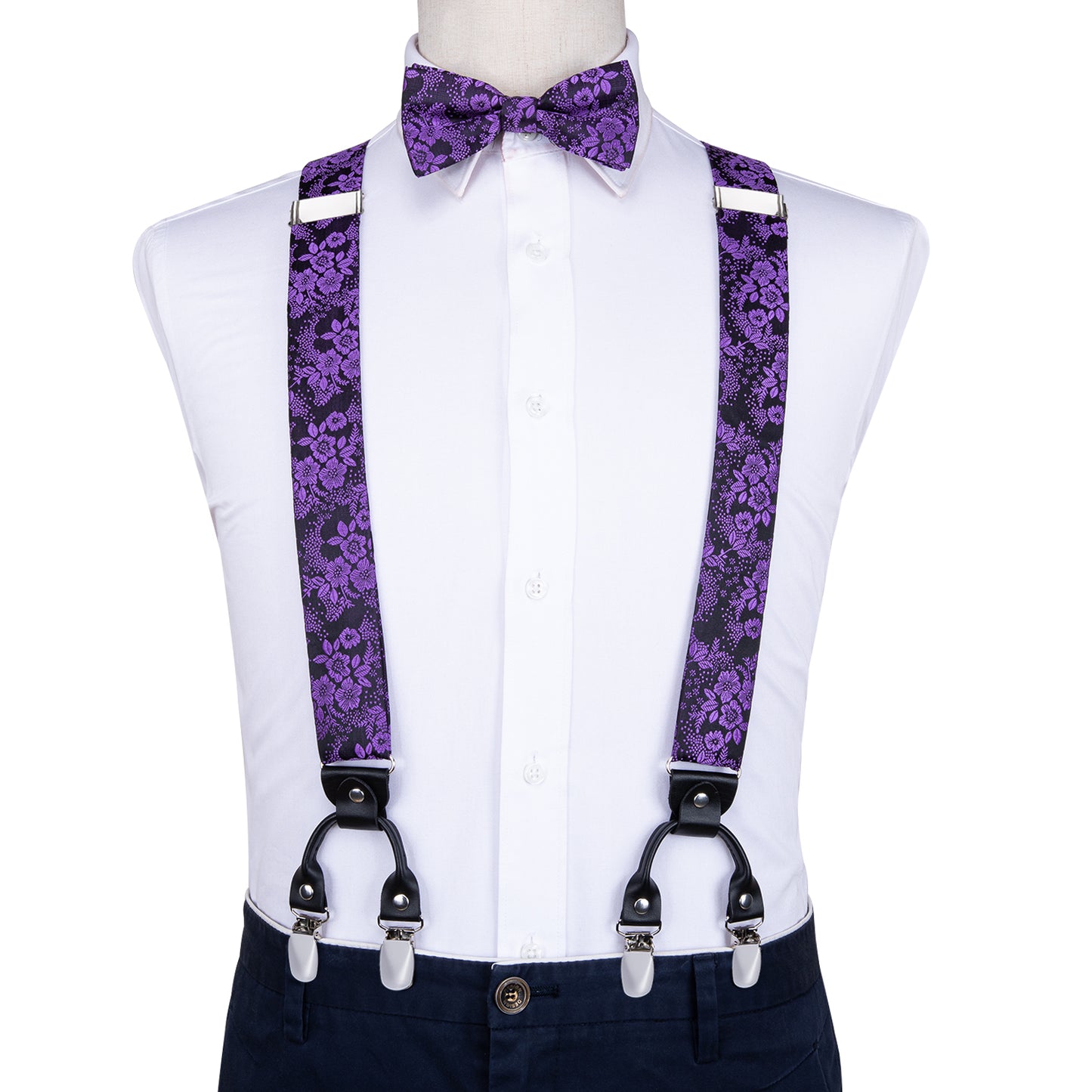 BD3036 Men's Braces Designer Clip Suspender Set [Purple Garden]