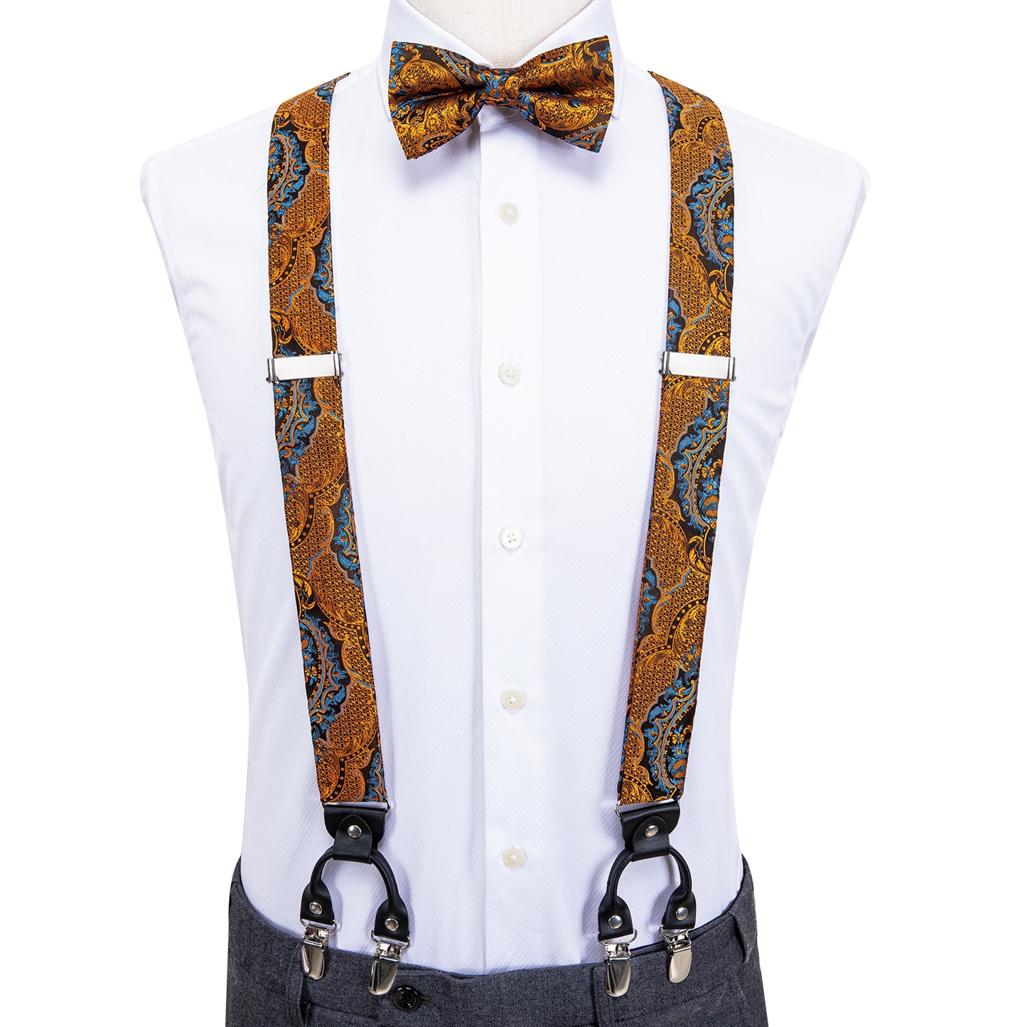 BD3037 Men's Braces Designer Clip Suspender Set [Gold Dragon]
