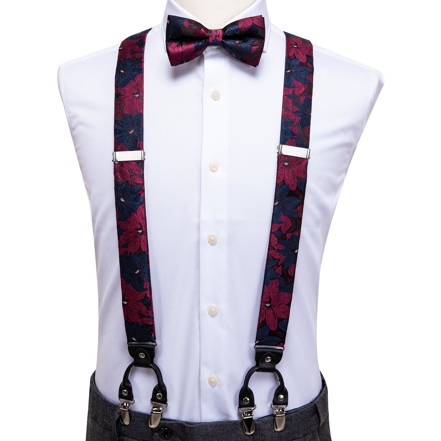 BD3038 Men's Braces Designer Clip Suspender Set [Purple Blue]