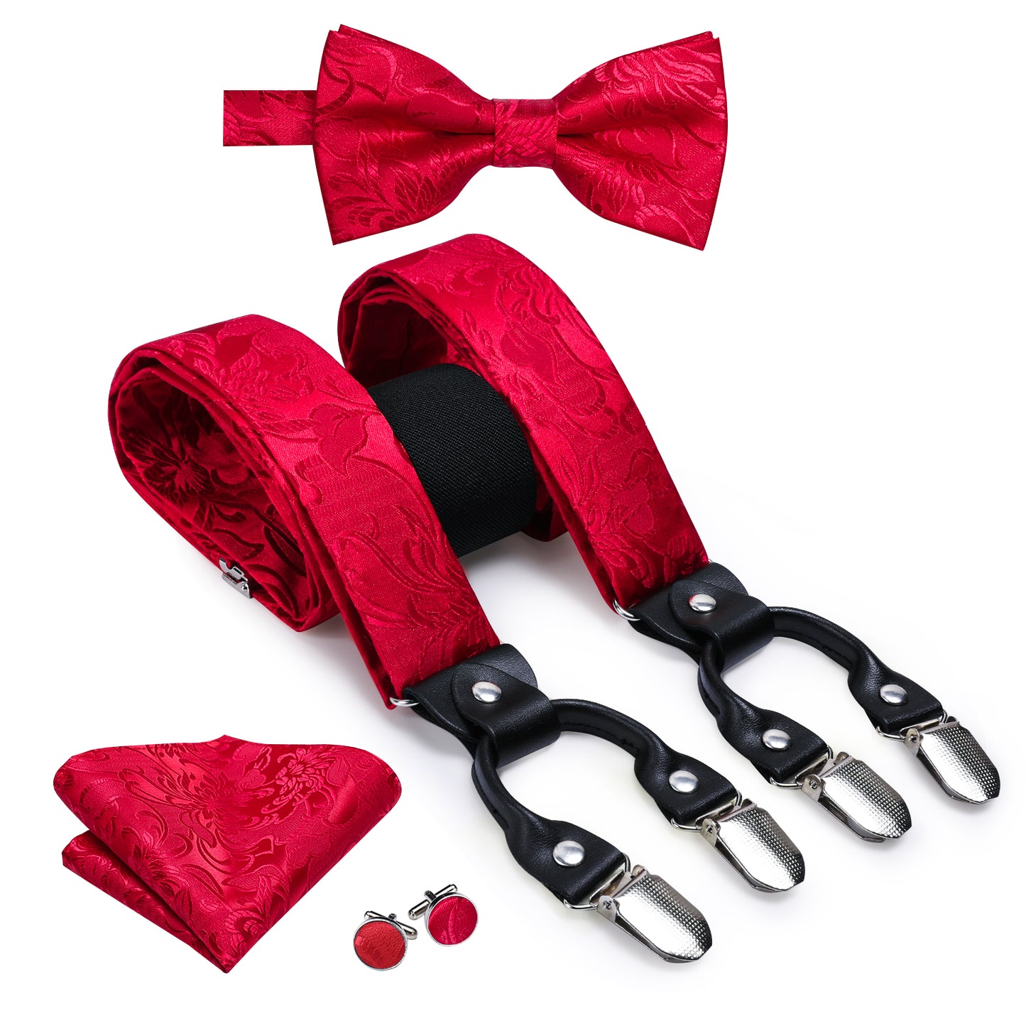 BD3040 Men's Braces Designer Clip Suspender Set [Red Garden]