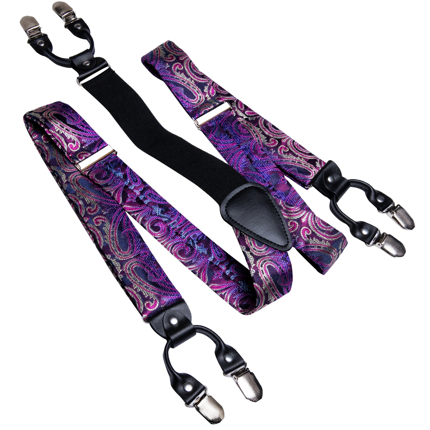 BD3041 Men's Braces Designer Clip Suspender Set [Purple Neon]