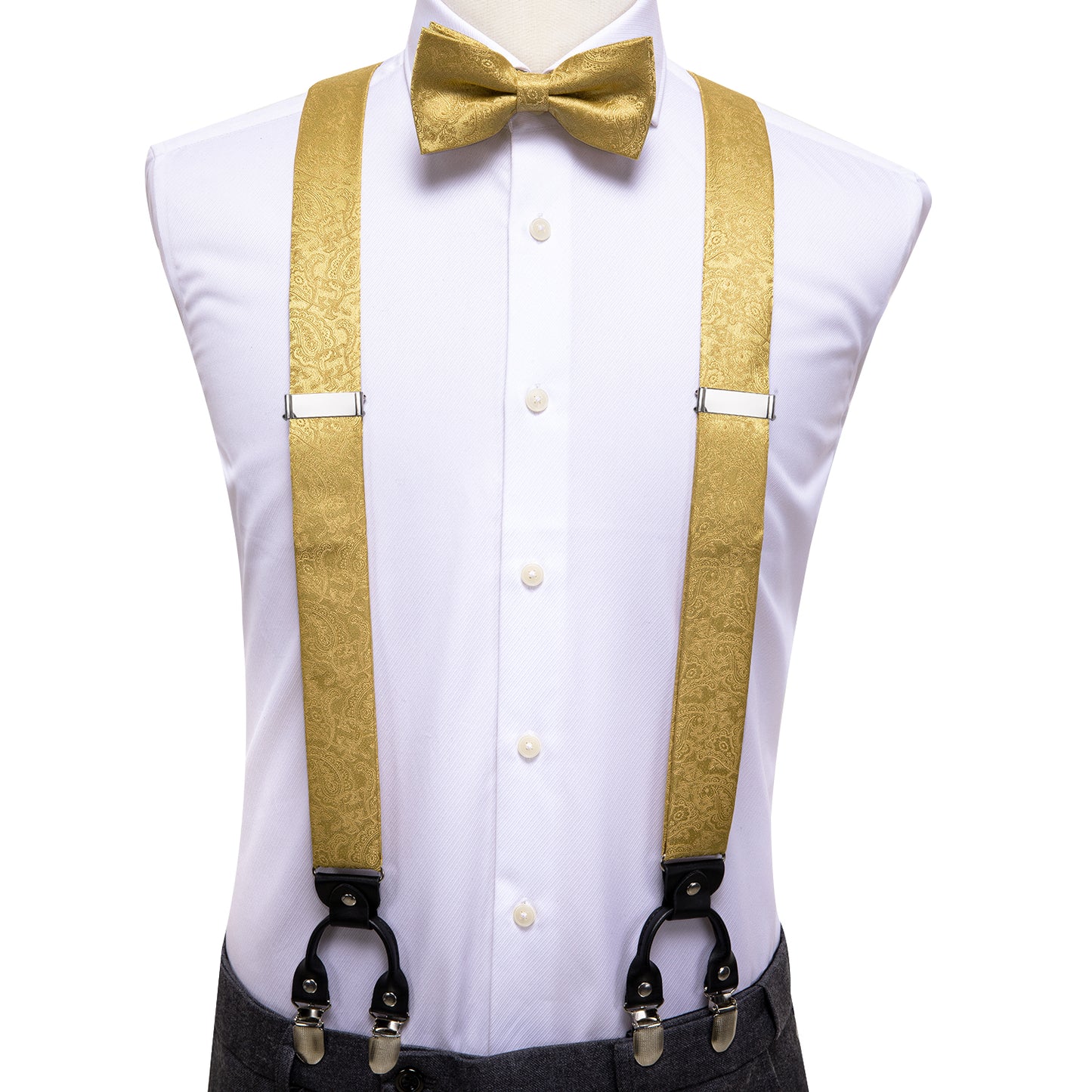 BD3042 Men's Braces Designer Clip Suspender Set [Champagne Oz ]