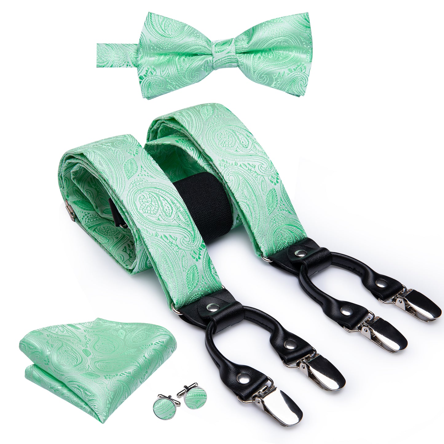 BD3046 Men's Braces Designer Clip Suspender Set [Minty Paisley]