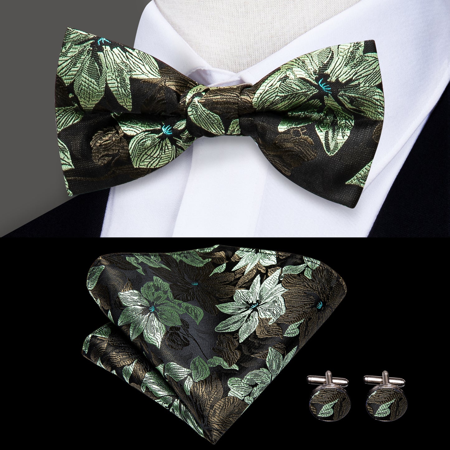 BD3050 Men's Braces Designer Clip Suspender Set [Minty Leaves]