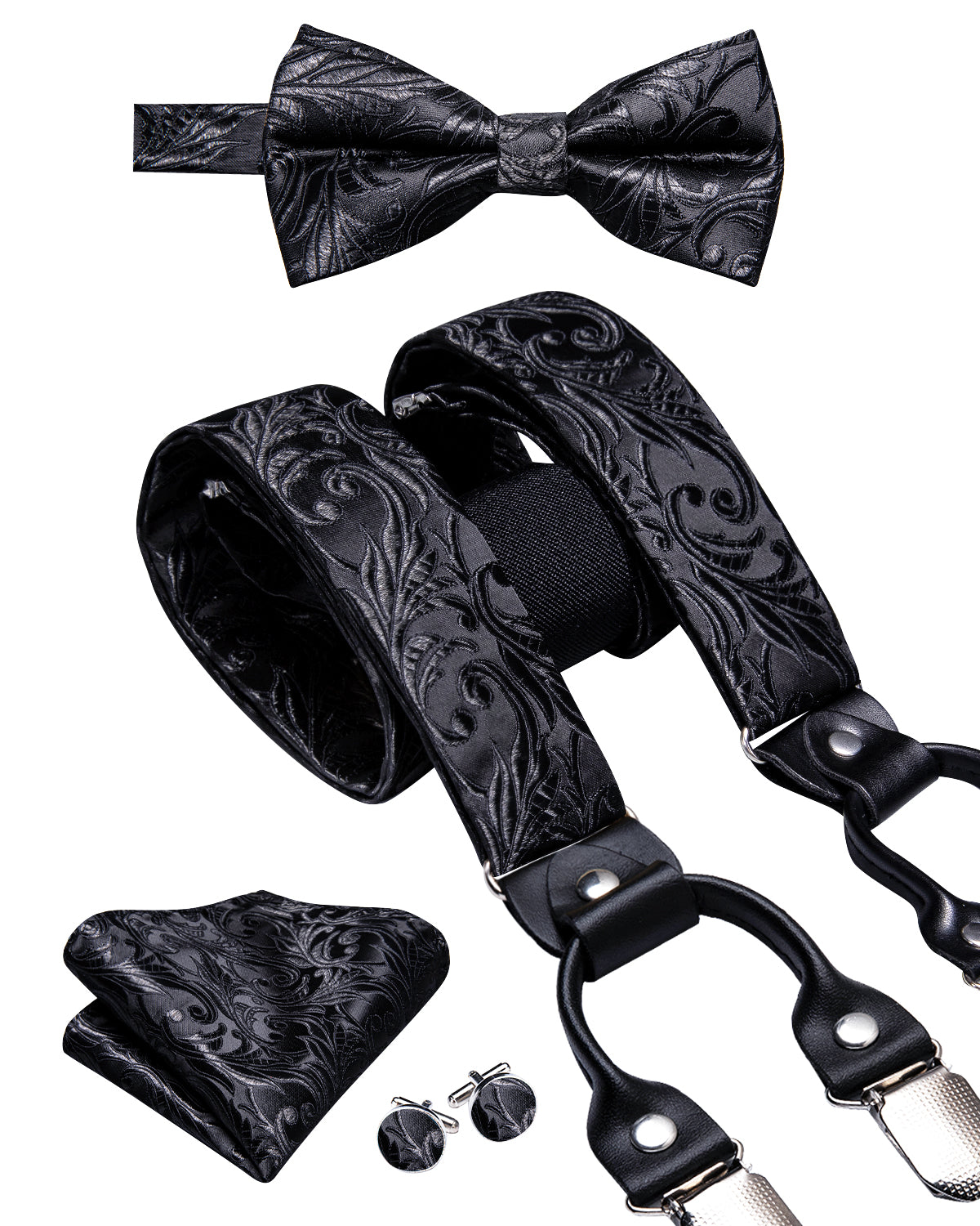 BD3054 Men's Braces Designer Clip Suspender Set [Inky Garden]