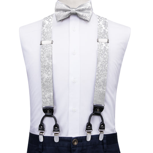 BD3062 Men's Braces Designer Clip Suspender Set [Silver Garden]