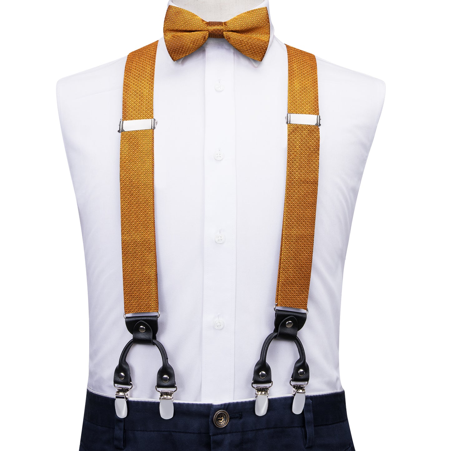 BD3067 Men's Braces Designer Clip Suspender Set [Gold Mosaic]