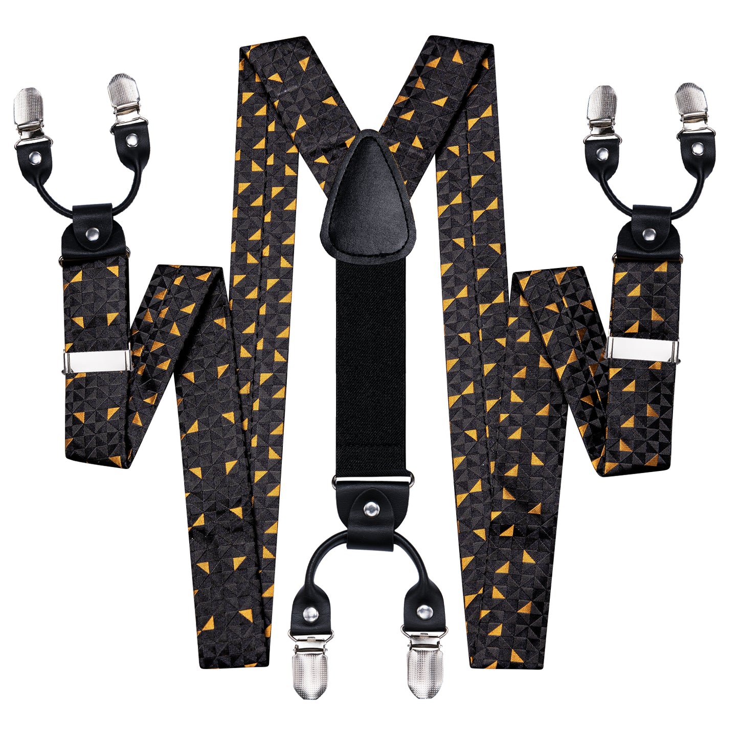 BD3068 Men's Braces Designer Clip Suspender Set [Black Hermits]