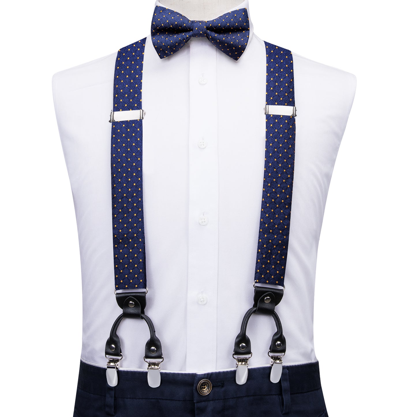 BD3069 Men's Braces Designer Clip Suspender Set [Blue Points]