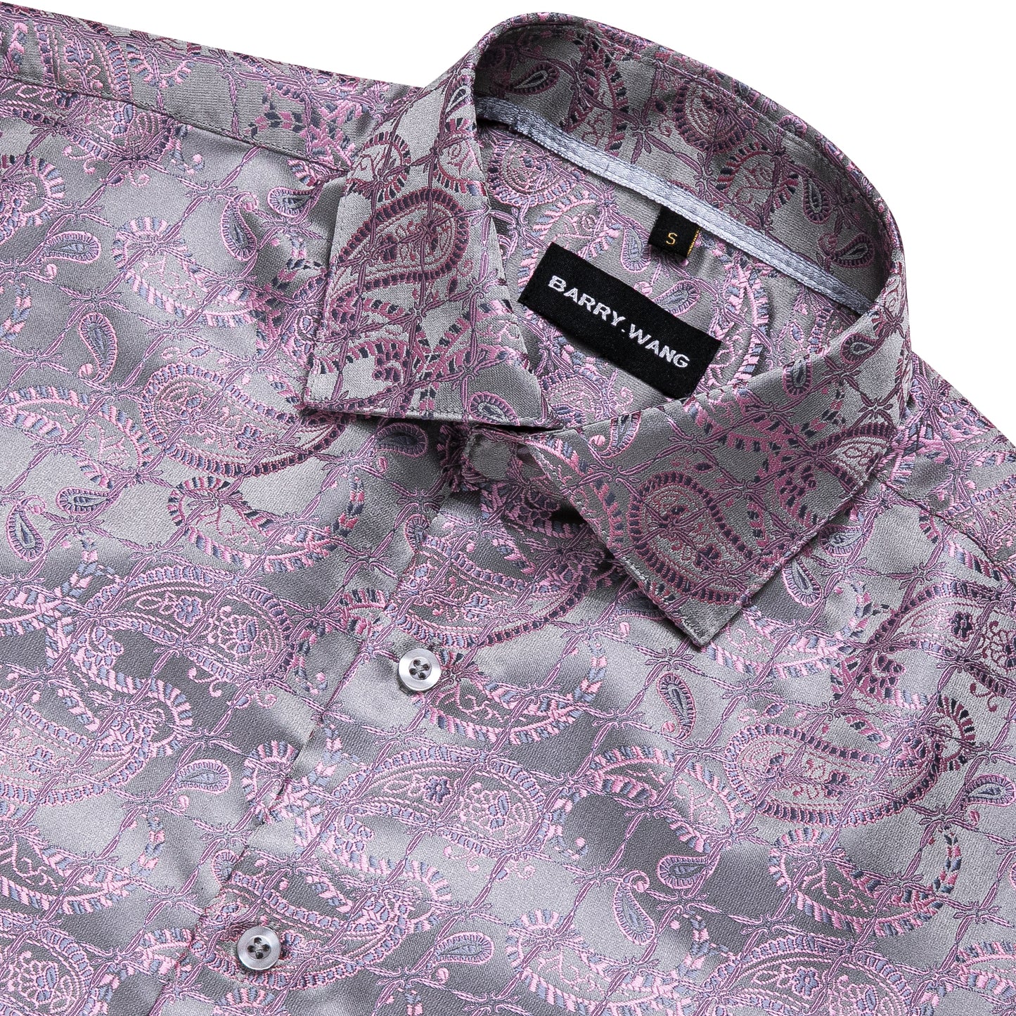 Novelty Silky Shirt - Lilac Grid