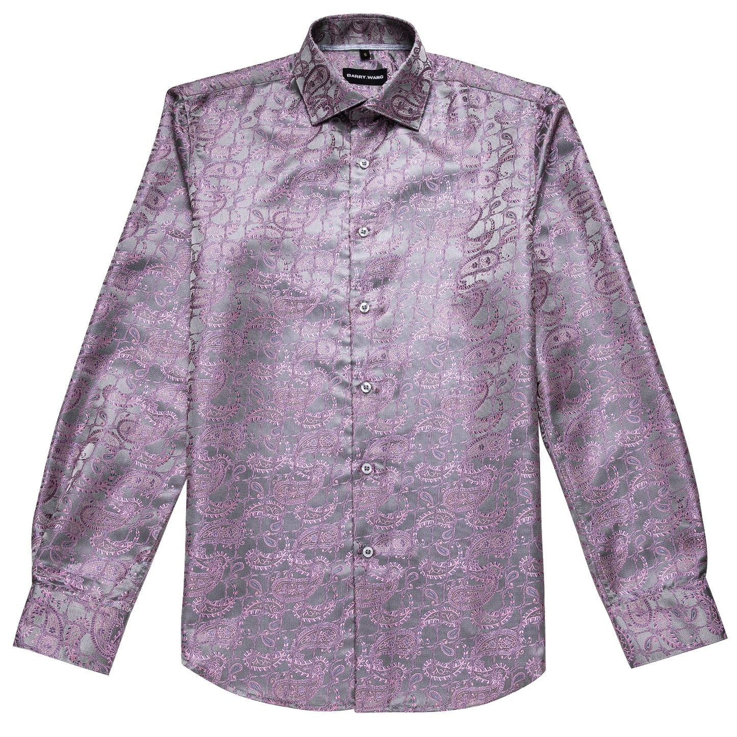 Novelty Silky Shirt - Lilac Grid