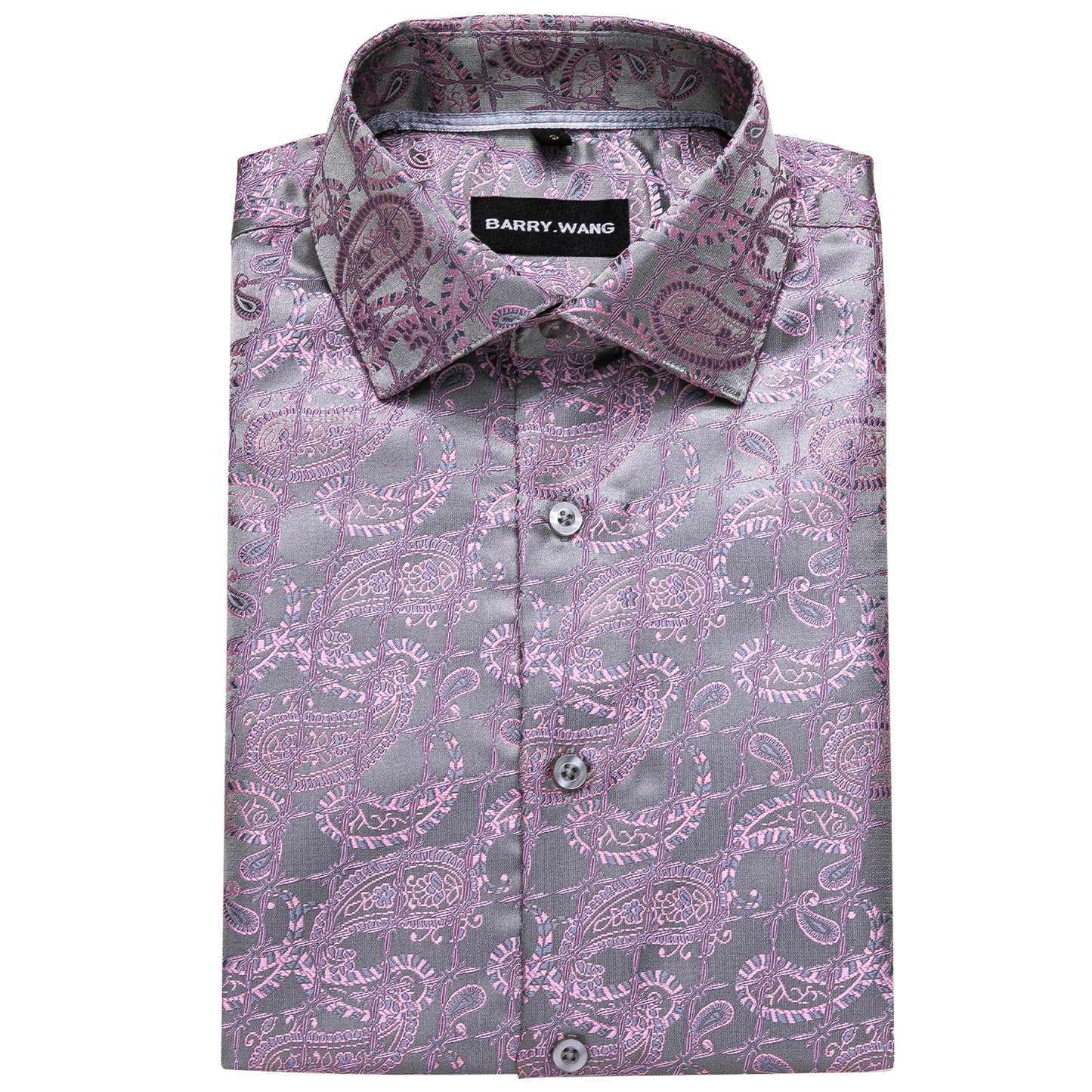 Novelty Silky Shirt - Lilac Grid