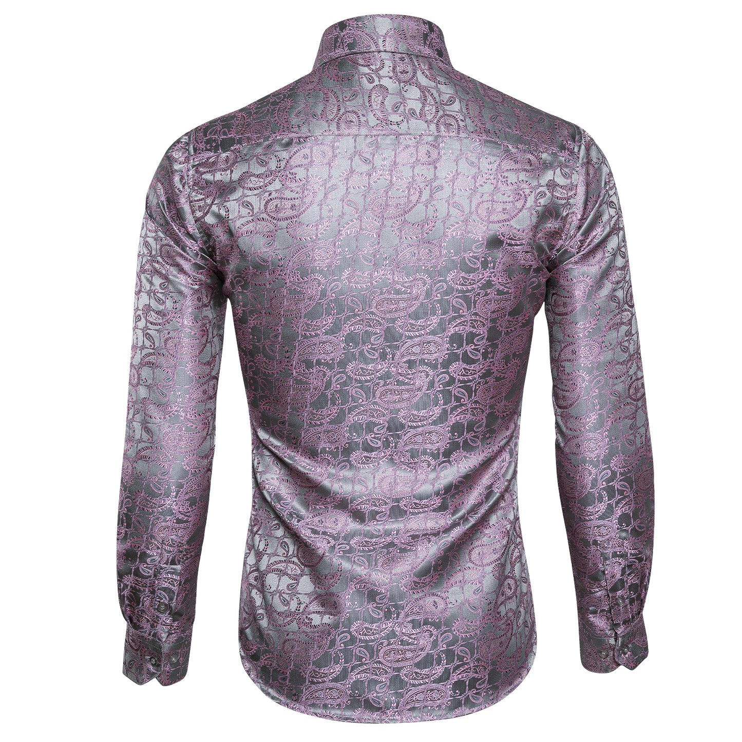 Novelty Silky Shirt - Lilac Grid