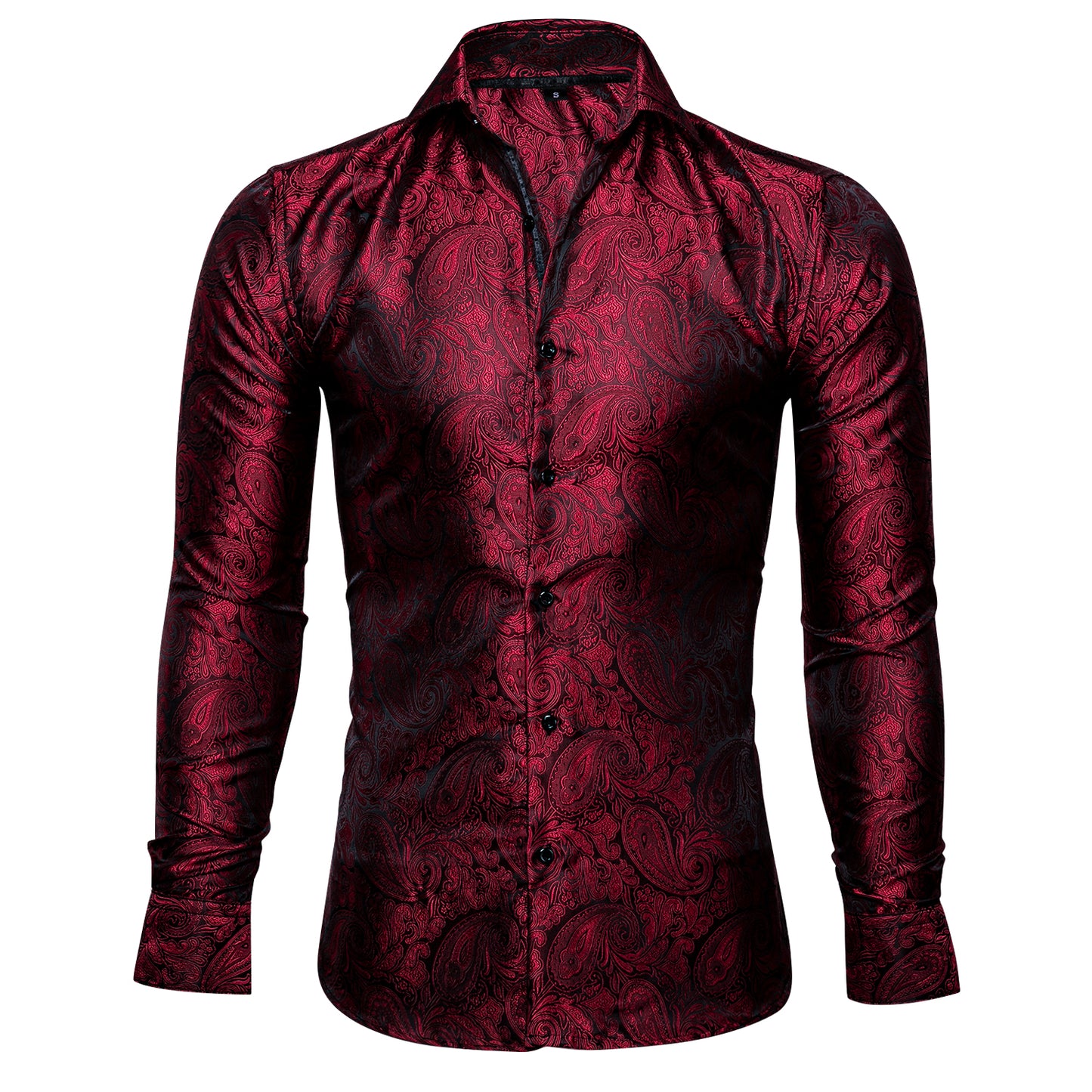 Novelty Silky Shirt - Maroon Paisley