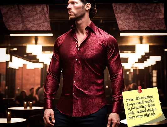 Novelty Silky Shirt - Maroon Paisley